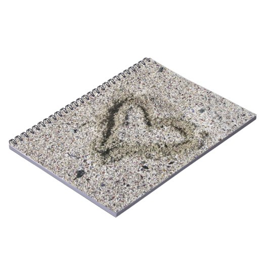 Romantisch hart in zand notitieboek (Linkerzijde)