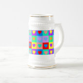 Romantisch Hart Kleurrijke Patroon Pop Art Bierpul (Voorkant rechts)