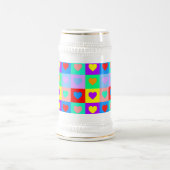 Romantisch Hart Kleurrijke Patroon Pop Art Bierpul (Center)