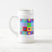 Romantisch Hart Kleurrijke Patroon Pop Art Bierpul (Links)