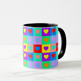 Romantisch Hart Kleurrijke Patroon Pop Art Mok