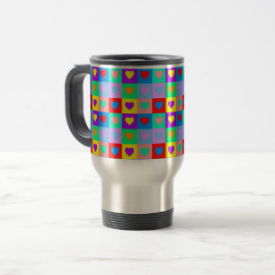 Romantisch Hart Kleurrijke Patroon Pop Art Reisbeker