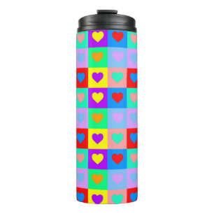 Romantisch Hart Kleurrijke Patroon Pop Art Thermosbeker
