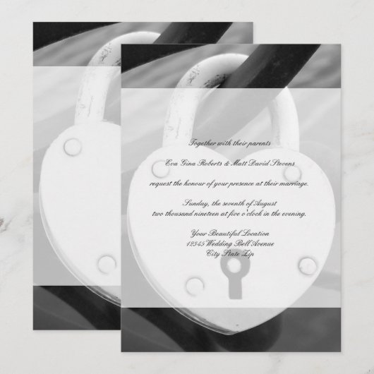 Romantisch hart liefde slot foto bruiloft uitnodig kaart (Voorkant / Achterkant)