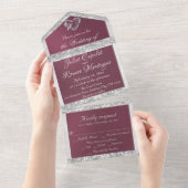 Romantisch hart, lint en glitter op lavendel all in one uitnodiging (Afscheurbaar)