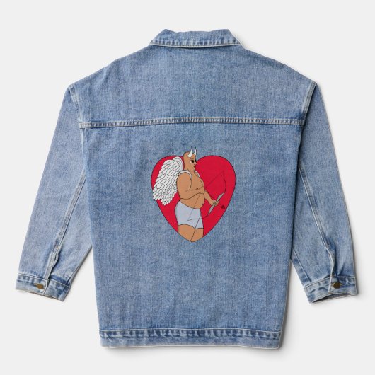 Romantisch hart met een ongewone Cupido Denim Jacket (Achterkant)
