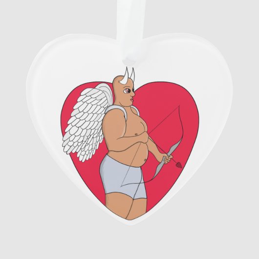 Romantisch hart met een ongewone Cupido Ornament (achterkant)