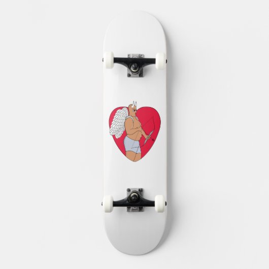 Romantisch hart met een ongewone Cupido Persoonlijk Skateboard (Voorkant)