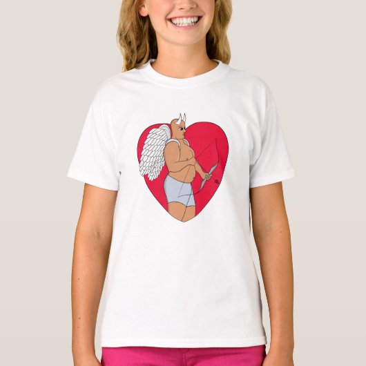 Romantisch hart met een ongewone Cupido T-shirt (Voorkant)