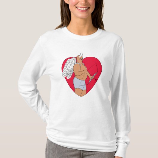 Romantisch hart met een ongewone Cupido T-shirt (Voorkant)