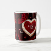 Romantisch Hart Met Parelrand Koffiemok (Voorkant rechts)