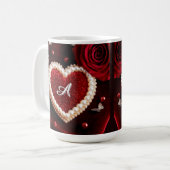 Romantisch Hart Met Parelrand Koffiemok (Voorkant links)