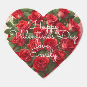 Romantisch hart met rode rozen Valentijnsdag Sticker (Voorkant)
