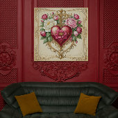 Romantisch Hart met Rozen Art 💕 Canvas Afdruk