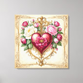 Romantisch  Hart met Rozen Art 💕 Canvas Afdruk (Voorkant)