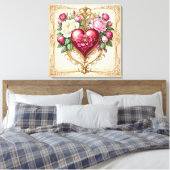Romantisch  Hart met Rozen Art 💕 Canvas Afdruk (Insitu (Slaapkamer))