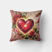 Romantisch hart met Rozen en goud Kussen (Achterkant)