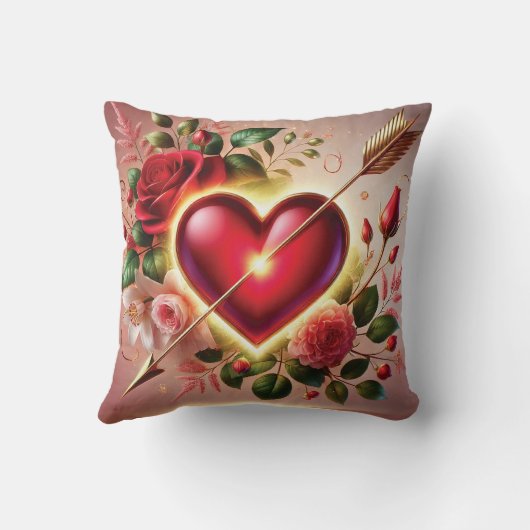 Romantisch hart met Rozen en goud Kussen (Achterkant)