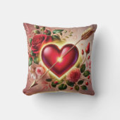 Romantisch hart met Rozen en goud Kussen (Voorkant)