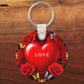 Romantisch Hart Met Rozen En Vlinders ❤️ Sleutelhanger (Voorkant)