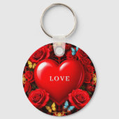 Romantisch Hart Met Rozen En Vlinders ❤️ Sleutelhanger (Achterkant)