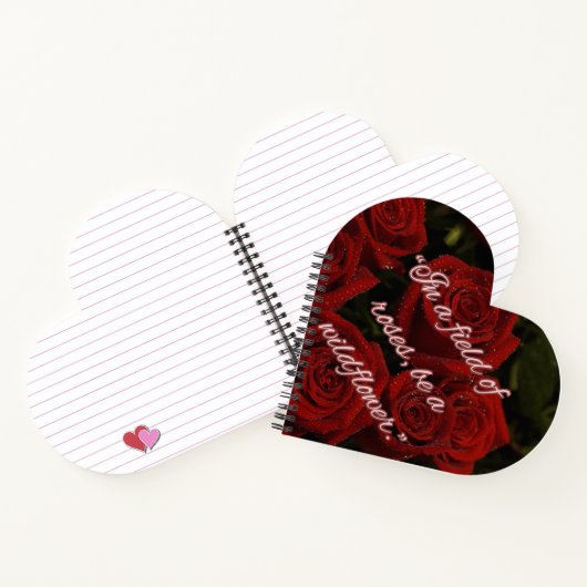 Romantisch Hart Notitieboek – Rode Rozen (Binnen)