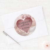 Romantisch hart op Glitter Rozen Homemade with Lov Ronde Sticker (Envelop)