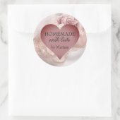 Romantisch hart op Glitter Rozen Homemade with Lov Ronde Sticker (Tas)