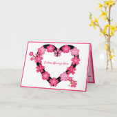 Romantisch Hart Roze Bloemen Kaart (Gele Bloem)
