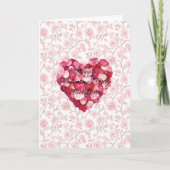 Romantisch Hart Rozenblaadjes Valentijnsdag Kaart (Voorkant)