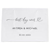 Romantisch hart script beste dag ooit bruiloft fee groot cadeauzakje (Voorkant)