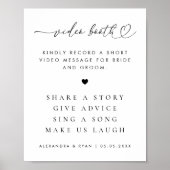 Romantisch Hart Script Bruiloft Video Booth Sign Poster (Voorkant)