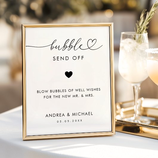 Romantisch Hart Script Bubble Send Off Trouwbord Poster