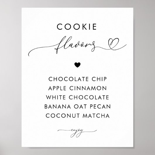 Romantisch Hart Script Cookie Smaken Trouwbord Poster (Voorkant)