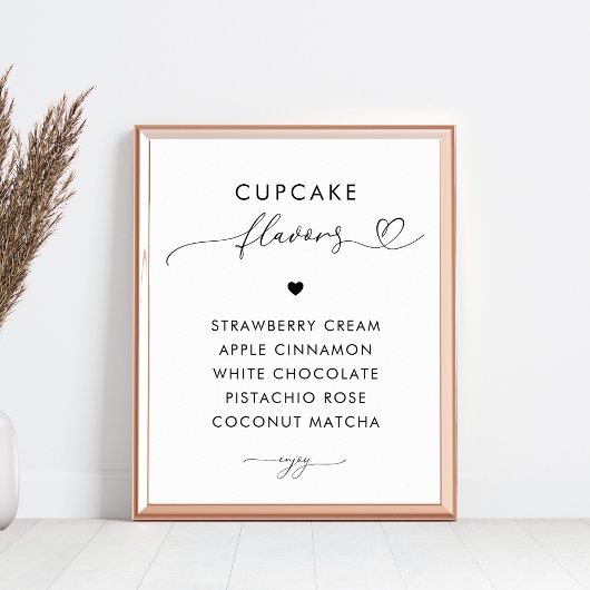 Romantisch Hart Script Cupcake Smaken Trouwteken Poster
