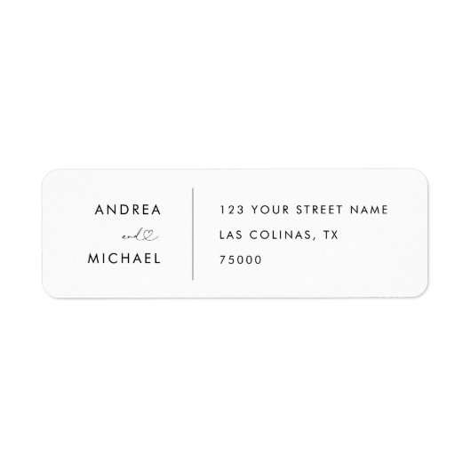 Romantisch hart script minimalistische moderne bru etiket (Voorkant)