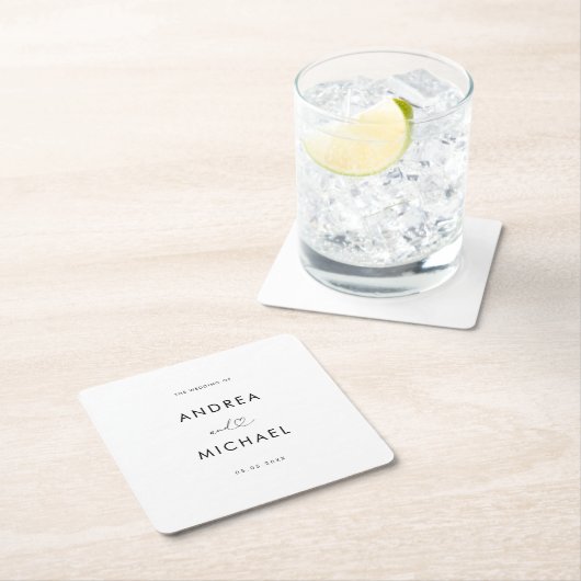 Romantisch hart script minimalistische moderne bru kartonnen onderzetters (Insitu)