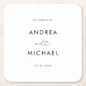 Romantisch hart script minimalistische moderne bru kartonnen onderzetters (Voorkant)