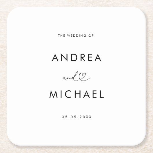 Romantisch hart script minimalistische moderne bru kartonnen onderzetters (Voorkant)