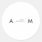 Romantisch hart script minimalistische moderne bru ronde sticker (Voorkant)