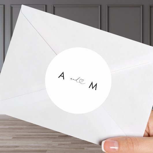 Romantisch hart script minimalistische moderne bru ronde sticker