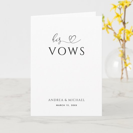 Romantisch Hart Script Modern Zijn Huwelijksgeloft Kaart (Gele Bloem)
