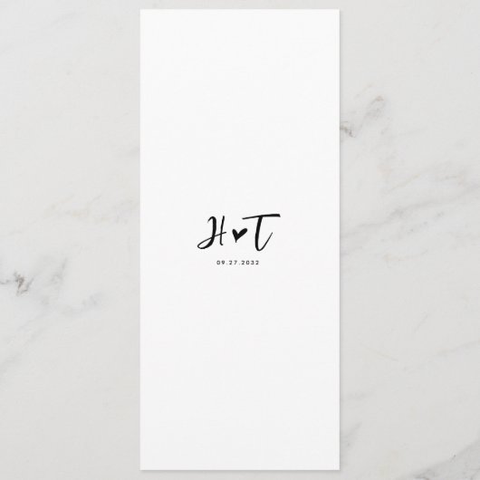 Romantisch Hart Script Monogram Bruiloft Menu (Achterkant)