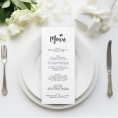 Romantisch Hart Script Monogram Bruiloft Menu