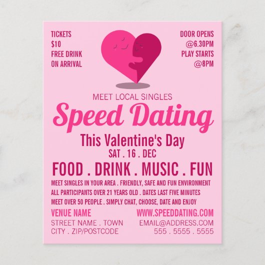 Romantisch hart, snelle deating event Adverteren Flyer (Voorkant)