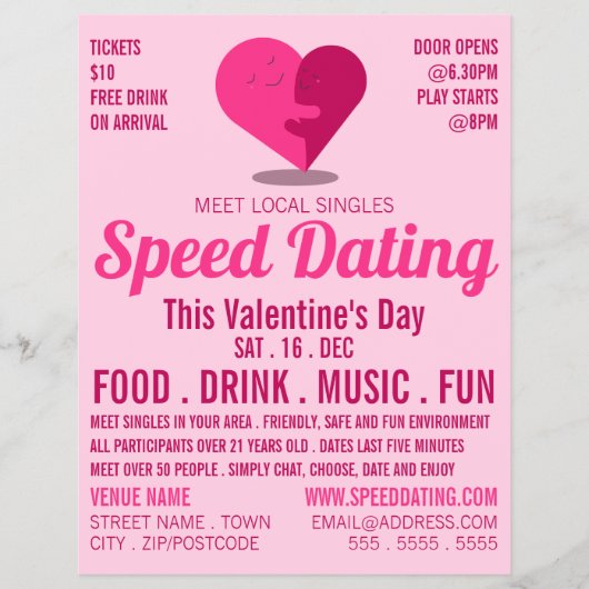 Romantisch hart, snelle deating event Adverteren Flyer (Voorkant)