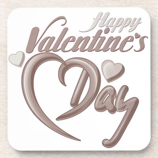 Romantisch Hart Valentijn's Day Script Typografie Bier Onderzetter (Voorkant)