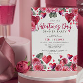 Romantisch Harten & Rozen Valentijnsdag Diner Kaart