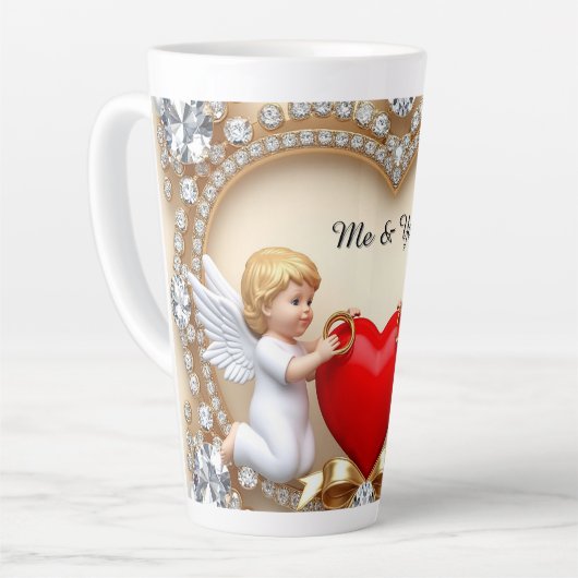Romantisch Hartontwerp Latte Mok (Linkerhoek)
