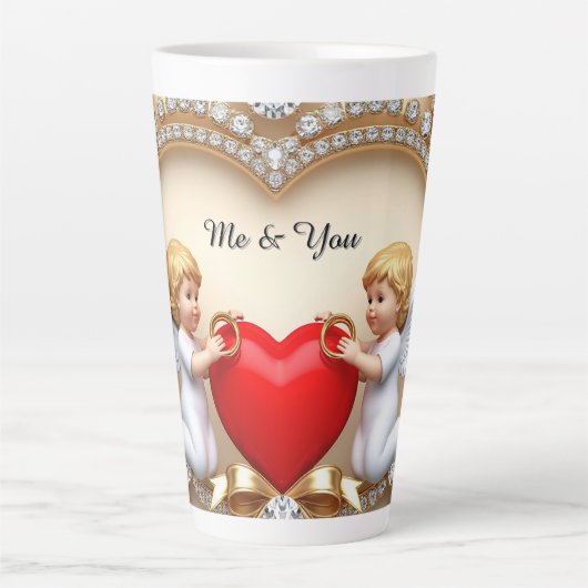 Romantisch Hartontwerp Latte Mok (Voorkant)